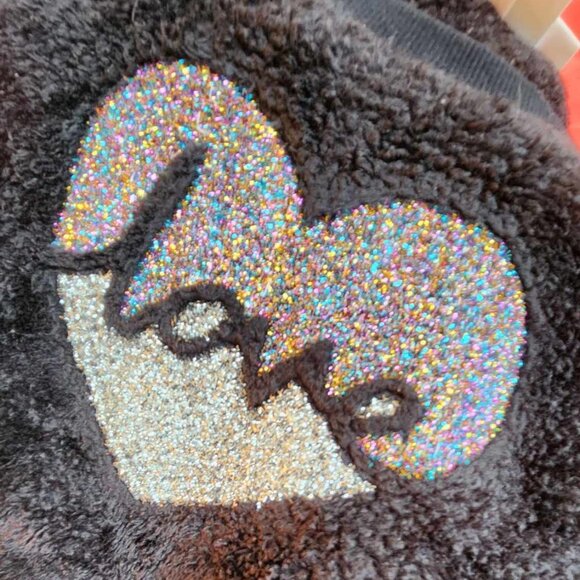 Cat & Jack sparkle 'Love' plush pullover/sweater- Girls LC - Picture 2 of 4